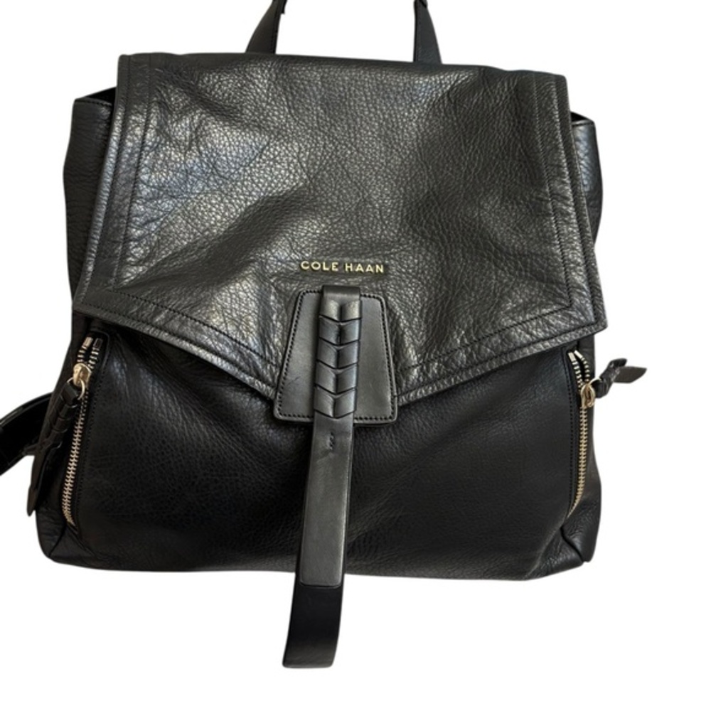 Cole Haan black leather backpack